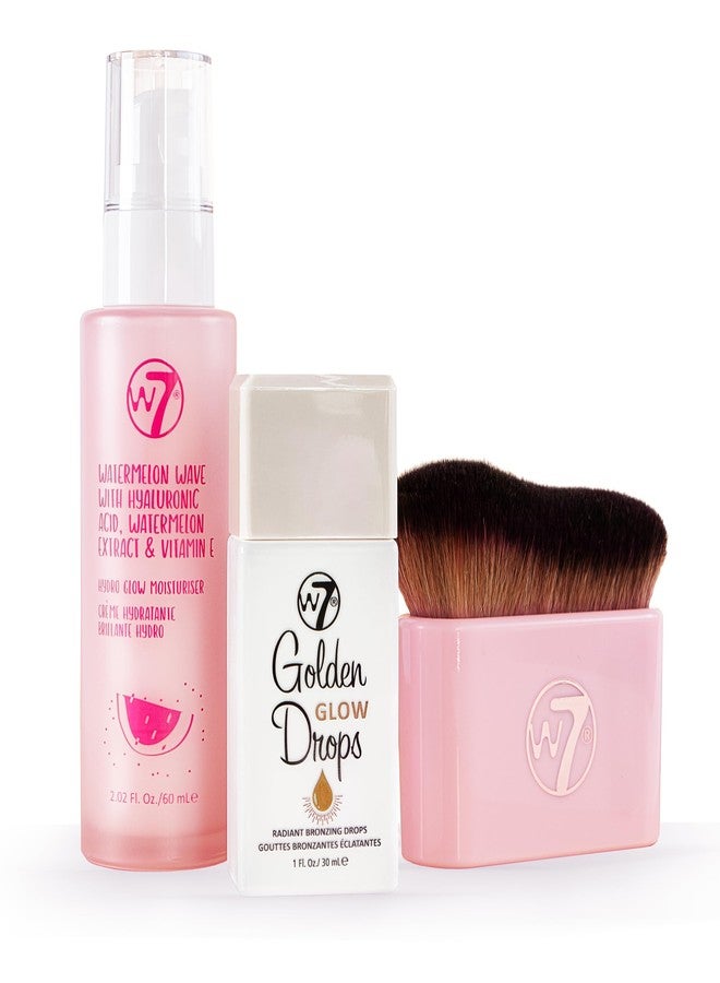 W7 Golden Glow Drops Essential Trio - 3Pcs - Liquid Bronzing Drops, Moisturizer & Body Brush - Image 1